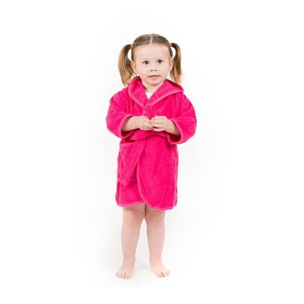 Tmavě růžový bavlněný dětský župan velikost 1-2 roky – Tiseco Home Studio-image-2