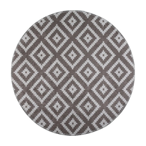 Světle hnědý pratelný kulatý koberec ø 120 cm – Vitaus