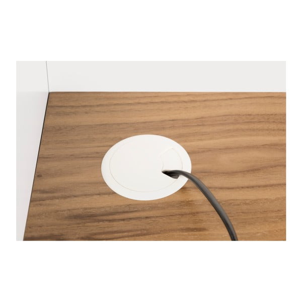 Bílý pracovní stůl s detaily v dekoru ořechového dřeva TemaHome Volga-image-4