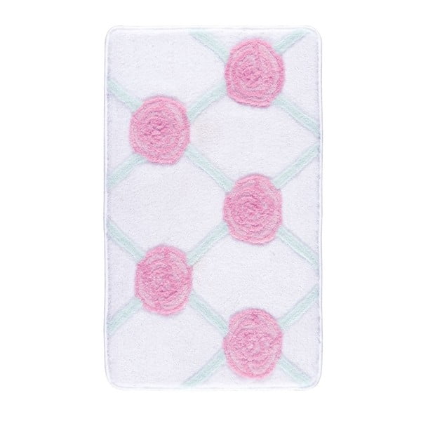 Růžovo-bílá předložka do koupelny Confetti Bathmats Pontus, 50 x 60 cm