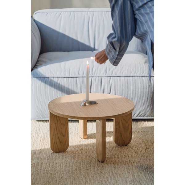 Kulatý konferenční stolek s deskou v dubovém dekoru v přírodní barvě ø 55 cm Kuvu – noo.ma-image-3