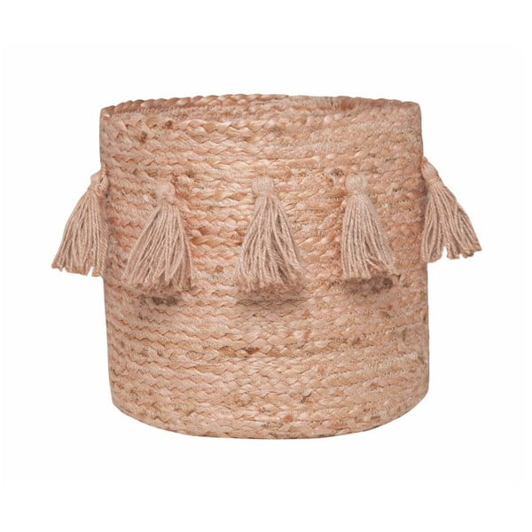 Růžový ručně tkaný box z konopného vlákna Nattiot, ∅ 30 cm