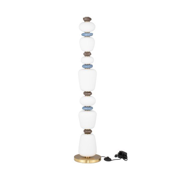 Bílá/ve zlaté barvě kovová LED stmívatelná stojací lampa s porcelánovým stínidlem/se skleněným stínidlem (výška 130,5 cm) Palo – Nova Luce