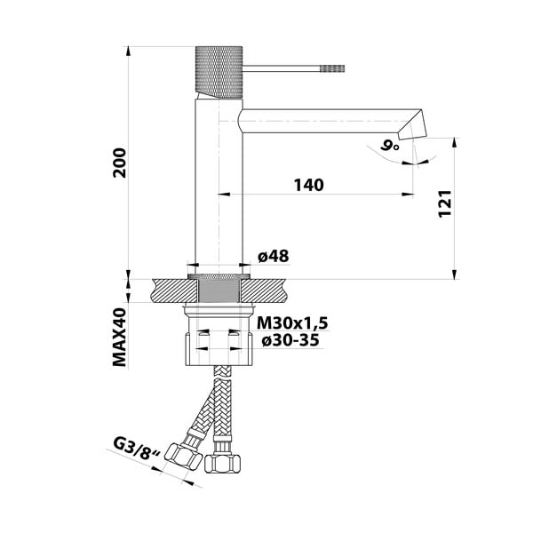 Matně černá stojánková umyvadlová baterie Solaris – Sapho-image-3