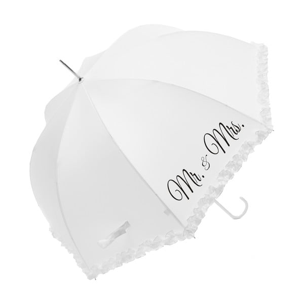 Bílý svatební holový deštník Ambiance Mr & Mrs, ⌀ 90 cm
