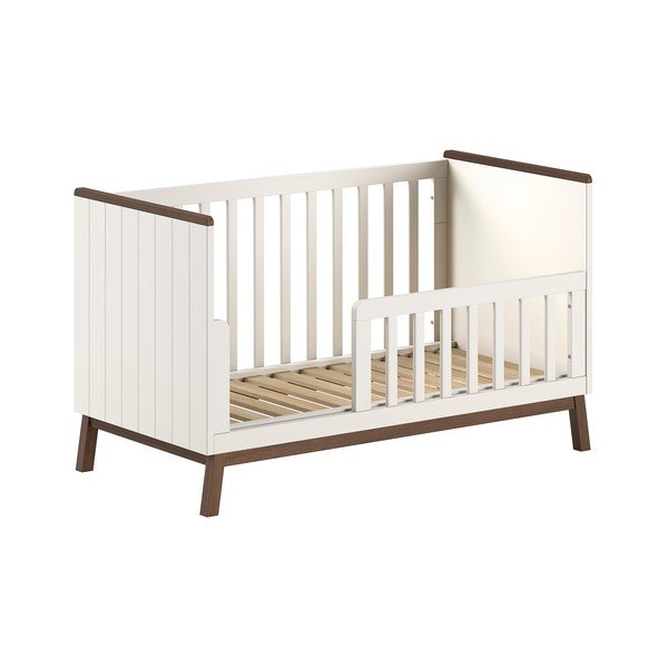 Béžová postýlka z borovicového dřeva s odnímatelným bokem/s nastavitelnou výškou 70x140 cm Sezane – Vipack-image-2