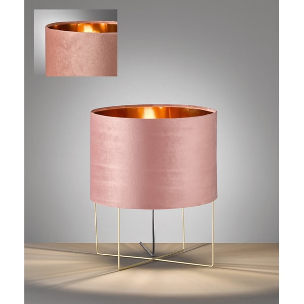 Růžová stolní lampa s textilním stínidlem (výška 43 cm) Aura – Fischer & Honsel-image-2
