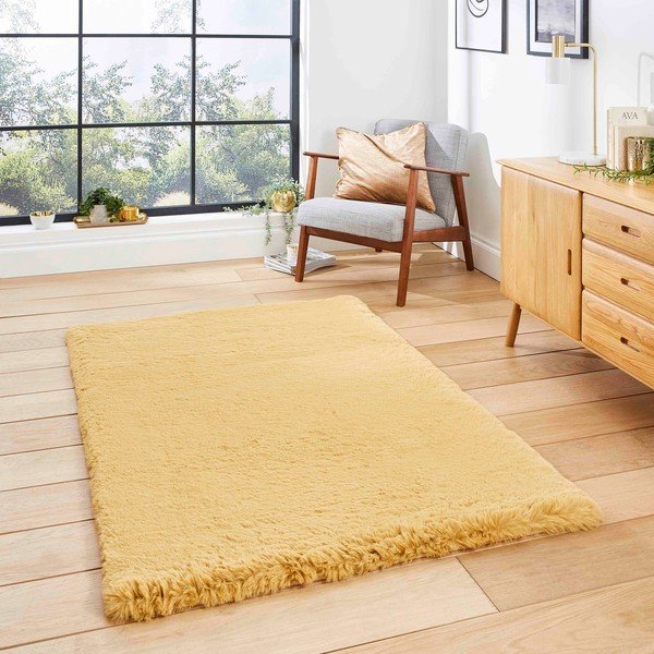 Koberec v hořčicové barvě 80x150 cm Super Teddy – Think Rugs-image-1