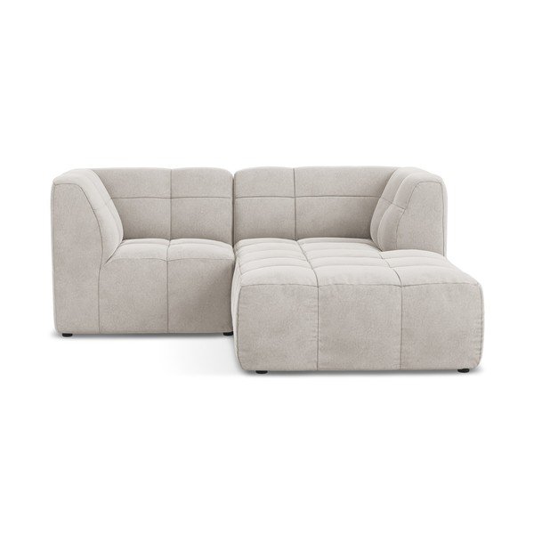 Béžová sametová rohová pohovka (pravý roh/s lenoškou) Aloha – Makamii