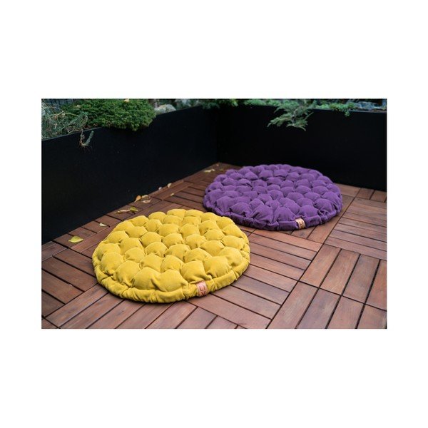 Světle modrošedý sedací polštářek s masážními míčky Linda Vrňáková Bloom, ø 65 cm-image-2