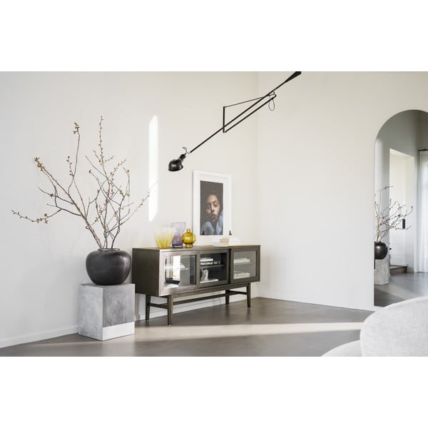 Hnědá vitrína v dekoru dubu s posuvnými dveřmi 170x75 cm Hazelton – Rowico-image-2