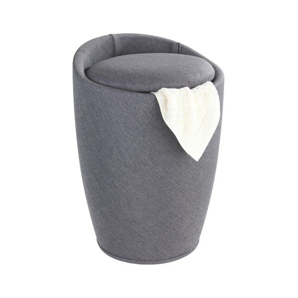 Šedý koš na prádlo a taburetka v jednom Wenko Linen Look, 20 l-image-1