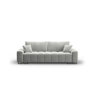 Světle šedá sametová rozkládací pohovka s úložným prostorem  250 cm Wicklow – Cosmopolitan Design