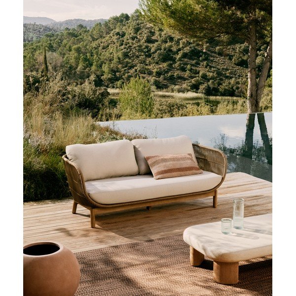 Béžová čalouněná zahradní pohovka Catalina – Kave Home-image-1