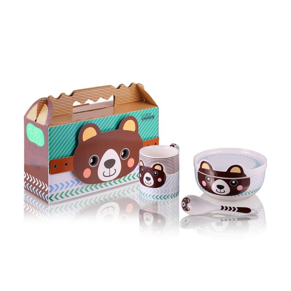 Dětský snídaňový set z kostního porcelánu Silly Design Teddy
