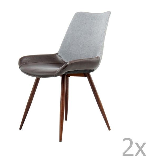 Sada 2 tmavě šedo-hnědých jídelních židlí 360 Living Brando