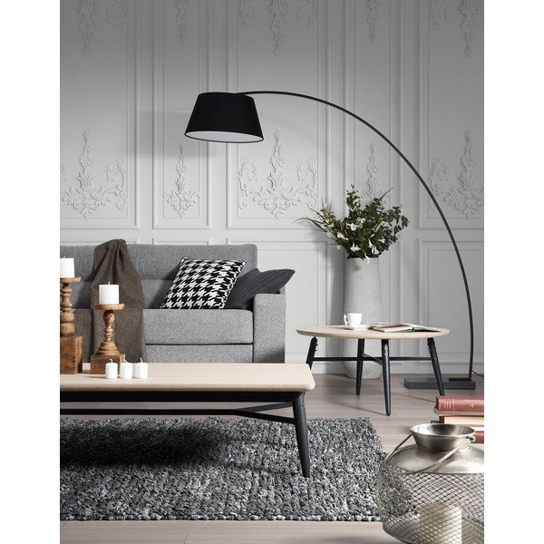 Černá stojací lampa s textilním stínidlem (výška 210 cm) Juhe – Kave Home-image-1