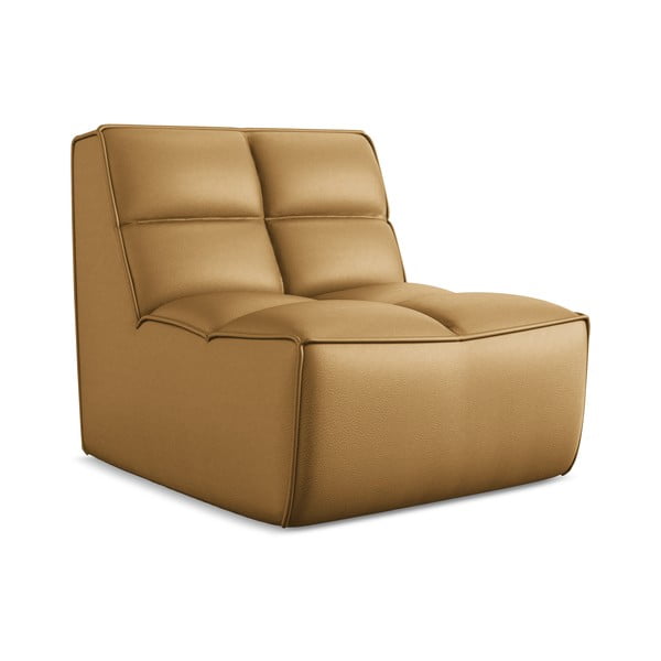 Koňakově hnědý modul pohovky z imitace kůže Kalai – Makamii-image-3