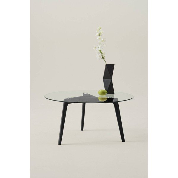 Černý kulatý konferenční stolek z dubového dřeva ø 90 cm Malevik – Jotex-image-1