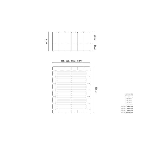 Světle šedá čalouněná dvoulůžková postel s úložným prostorem s roštem 180x200 cm Lupine – Micadoni -image-4