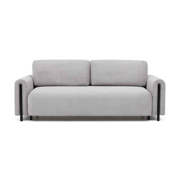 Světle šedá manšestrová rozkládací/s úložným prostorem pohovka 244 cm Arcadova – ELTAP