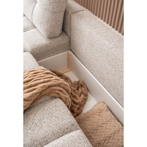 Béžová rozkládací modulární rohová pohovka s úložným prostorem (levý roh) Lulu – Miuform-image-1