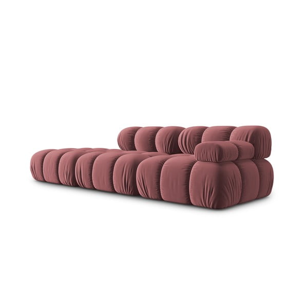Růžová sametová pohovka 282 cm Bellis – Micadoni Home-image-3