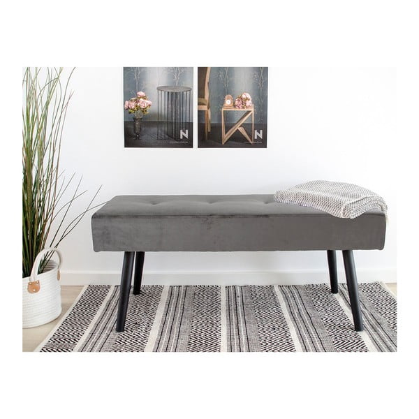 Šedá sametová lavice Bonami Essentials Skiby-image-1