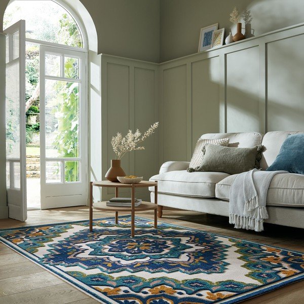 Modrý venkovní koberec 160x230 cm Beach Floral – Flair Rugs-image-1