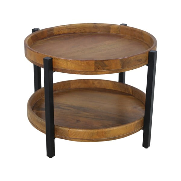 Odkládací stolek z neopracovaného mangového dřeva HSM collection Ediash, Ø 60 cm