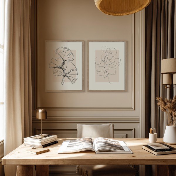 Tištěné obrazy v sadě 2 ks s rámem 30x40 cm Floral Set – Styler-image-1