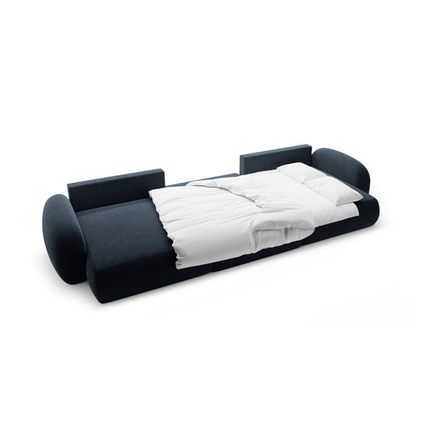 Tmavě modrá žinylková rozkládací/s úložným prostorem rohová pohovka (do "U") Tonale – Cosmopolitan Design-image-3