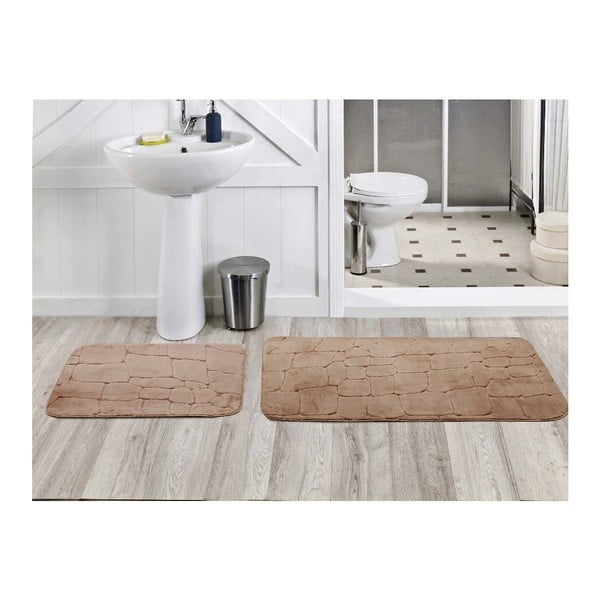 Sada 2 koupelnových koberečků Dekoreko Kahve, 50x60 cm + 60x100 cm