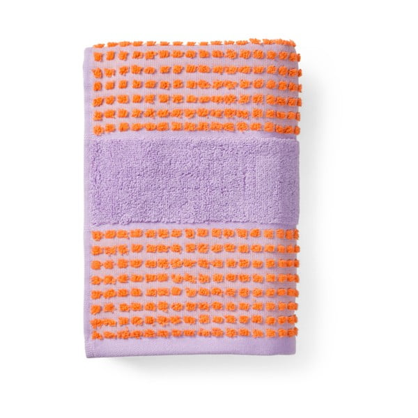 Ručník v oranžovo-levandulové barvě z bio bavlny 50x100 cm Check – JUNA