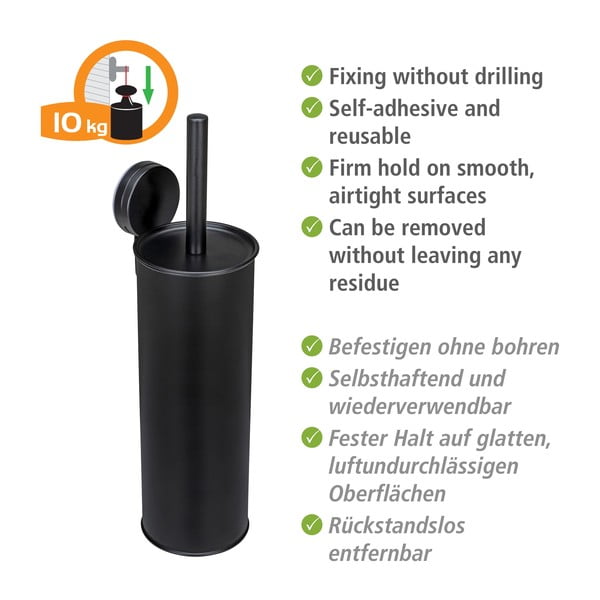 Černá samodržící ocelová WC štětka Pavia – Wenko-image-3