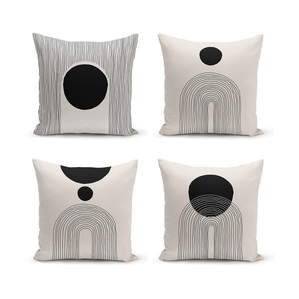 Černo-béžové povlaky na polštáře v sadě 4 ks 43x43 cm - Minimalist Cushion Covers