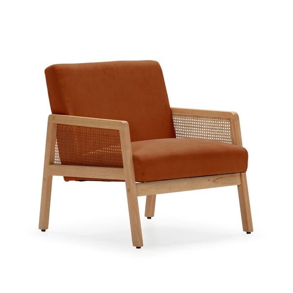 Manšestrové křeslo s výpletem v cihlové barvě Debra – Marckeric