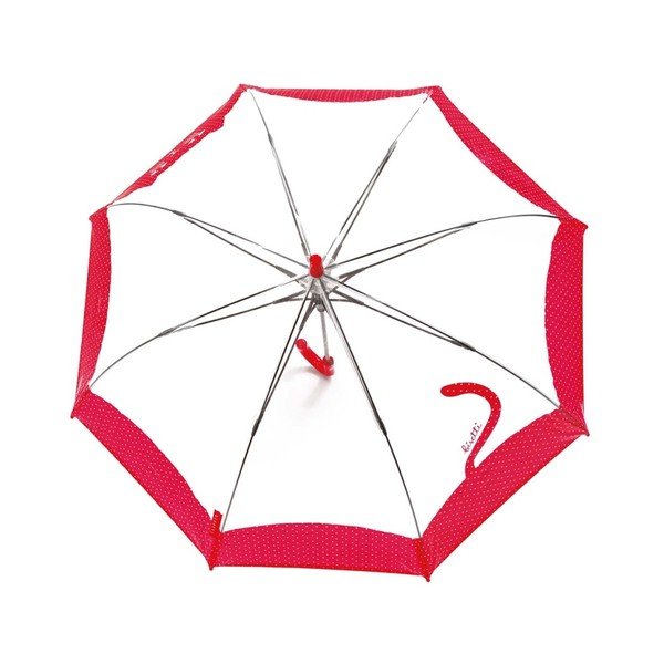 Dětský transparentní holový deštník s červenými detaily Birdcage Chat, ⌀ 74 cm-image-1