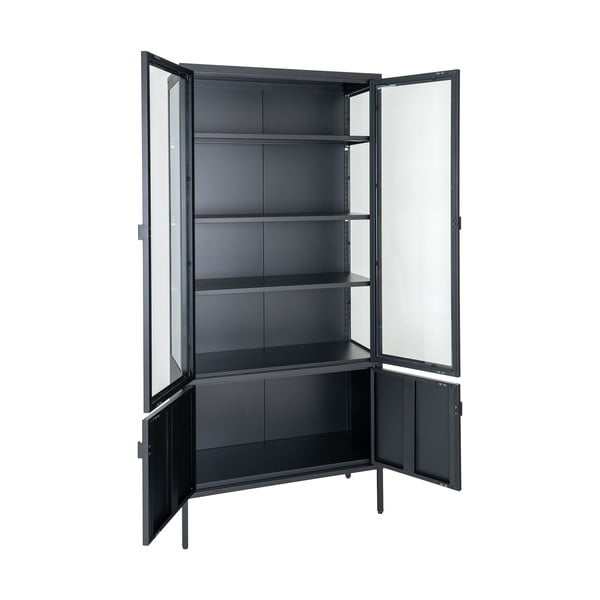 Černá kovová vitrína 80x180 cm Brisbane – House Nordic-image-3