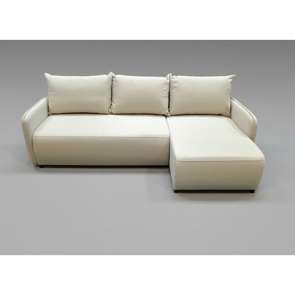 Krémová rozkládací/s úložným prostorem rohová pohovka (levý roh/s lenoškou) Nanea - II. jakost – Makamii-image-1