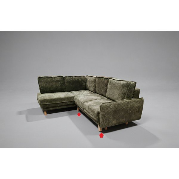 Zelená manšestrová rozkládací/s úložným prostorem rohová pohovka (levý roh/do L) Tori - II. jakost – Bonami Selection-image-3