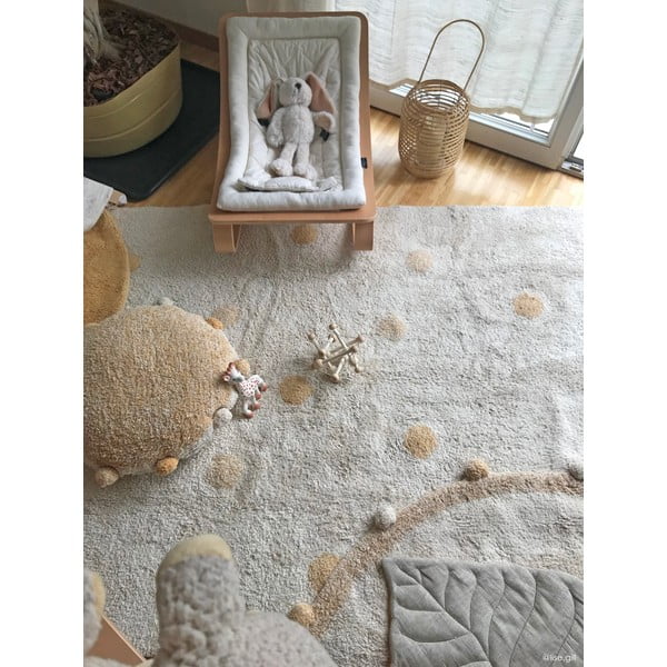 Okrově žlutý krémový pratelný ručně tkaný bavlněný dětský koberec 120x160 cm Hippy Dots Honey – Lorena Canals-image-4