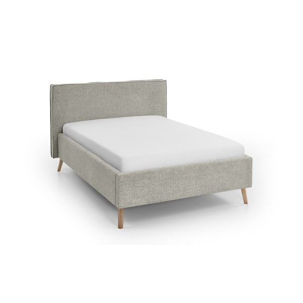 Krémová čalouněná dvoulůžková postel s úložným prostorem s roštem 140x200 cm Riva – Meise Möbel