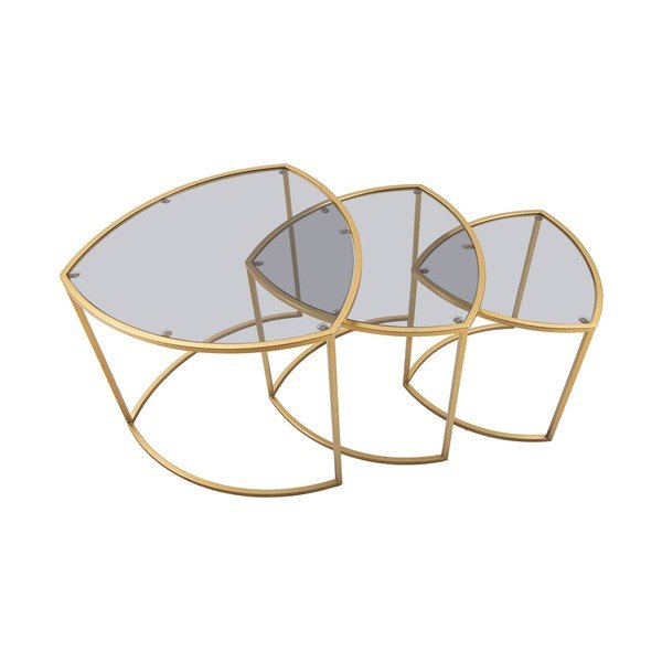 Kulaté konferenční stolky v sadě 3 ks se skleněnou deskou ve zlaté barvě ø 60 cm Triangle – Mauro Ferretti-image-3