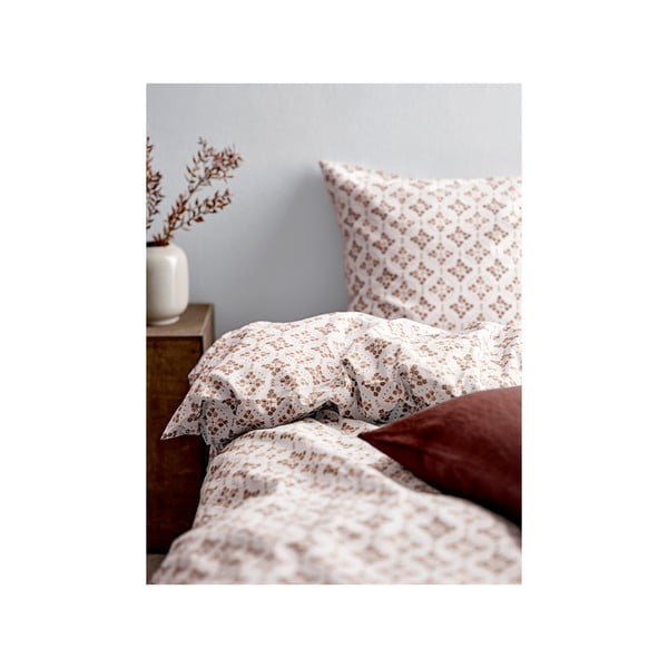 Bílo-hnědé bavlněné povlečení na jednolůžko 140x200 cm Heirloom – Södahl-image-1
