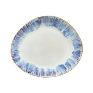 Bílo-modrý kameninový oválný talíř Costa Nova Brisa, ⌀ 27 cm