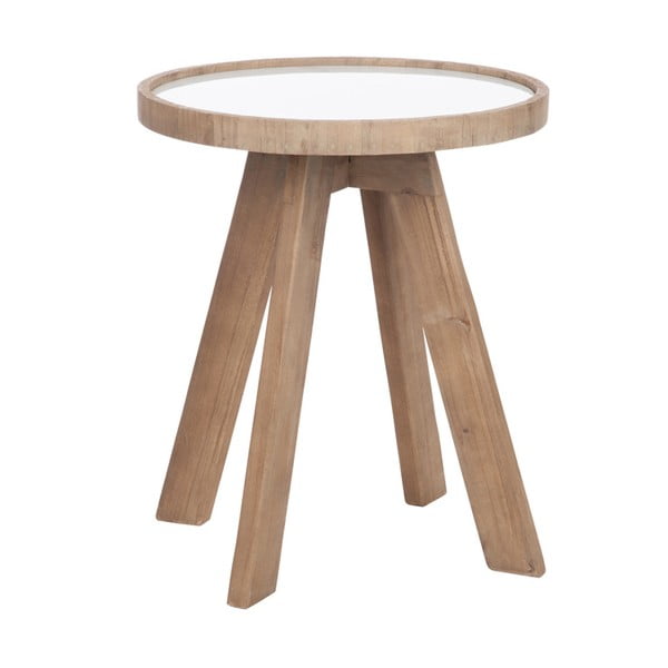 Dřevěný odkládací stolek s bílými detaily J-line Cer, 43 cm