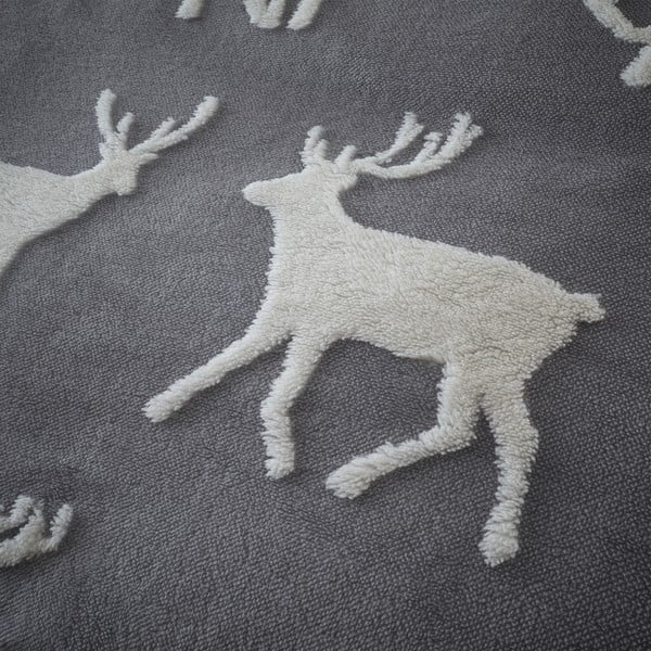 Bílo-šedé povlečení 200x200 cm Stag Sherpa - Catherine Lansfield-image-4