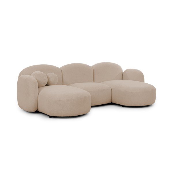 Světle hnědá rohová pohovka z textilie bouclé (do "U") Orbit – Ropez
