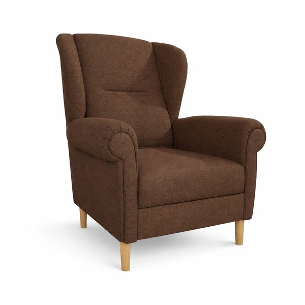 Tmavě hnědé křeslo ušák Swan – Ropez